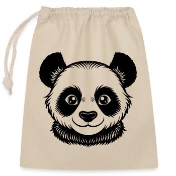 Baby panda face - Closable cotton gift bag (25x30cm) - nature - Front