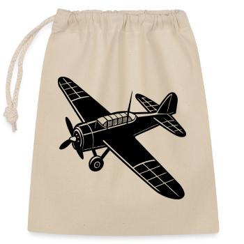 Old airplane - Closable cotton gift bag (25x30cm) - nature - Front