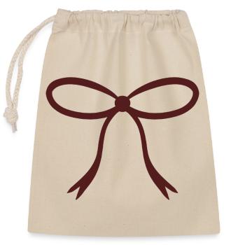 Maroon Ribbon Bow Illustration - Closable cotton gift bag (25x30cm) - nature - Front