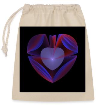 Neon Heart Ribbons - Closable cotton gift bag (25x30cm) - nature - Front