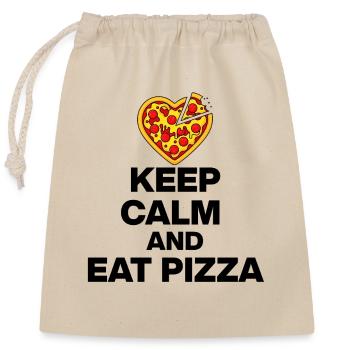RESTE CALME ET MANGE DE LA PIZZA, CADEAU 🍕 DE TOXICOMANE DE PIZZA - Sac cadeau en coton avec cordon (25 x 30 cm) - nature - Devant