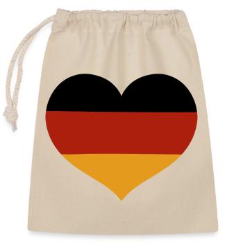 German Heart Shaped Flag - Closable cotton gift bag (25x30cm) - nature - Front