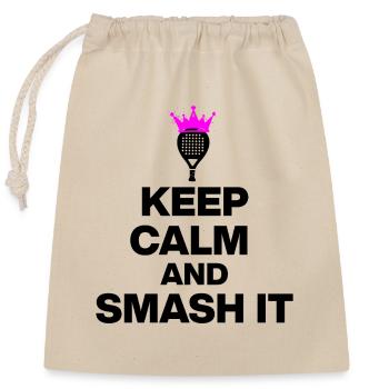 KEEP CALM AND SMASH IT, PADEL POWER, GIFT PINK - Closable cotton gift bag (25x30cm) - nature - Front