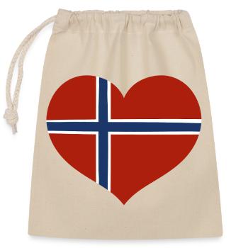 Norway Flag Heart - Closable cotton gift bag (25x30cm) - nature - Front