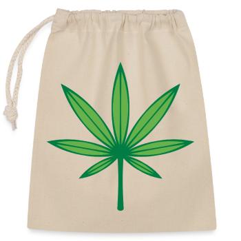 Cannabis / Marihuana / Hanf (Outline / 2C Green) - Verschließbarer Geschenkbeutel aus Baumwolle (25x30cm) - Natur - Vorne