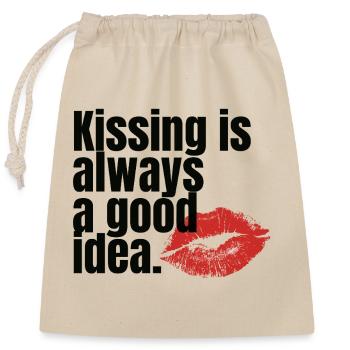 Kissing Is Always a Good Idea - Closable cotton gift bag (25x30cm) - nature - Front