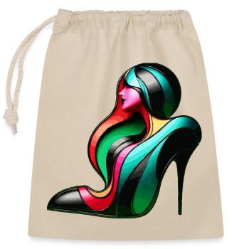 Optische Täuschung High Heel Frauenkunst - Verschließbarer Geschenkbeutel aus Baumwolle (25x30cm) - Natur - Vorne