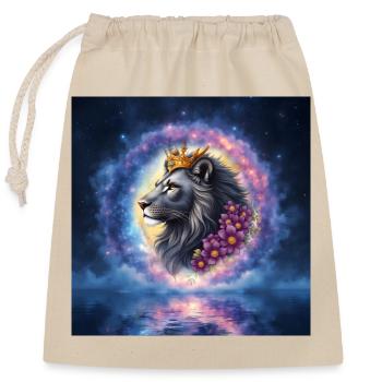 Lion étoile floral avec couronne - Sac cadeau en coton avec cordon (25 x 30 cm) - nature - Devant