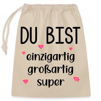 Wertschätzung Partnerschaft Dankbarkeit - Verschließbarer Geschenkbeutel aus Baumwolle (25x30cm) - Natur - Vorne