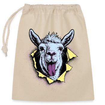 Llama Pop Art – Naughty Tongue Illustration - Closable cotton gift bag (25x30cm) - nature - Front