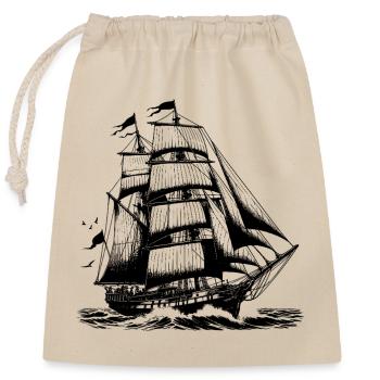 Large sailing ship Tall ship in stormy speed - Closable cotton gift bag (25x30cm) - nature - Front