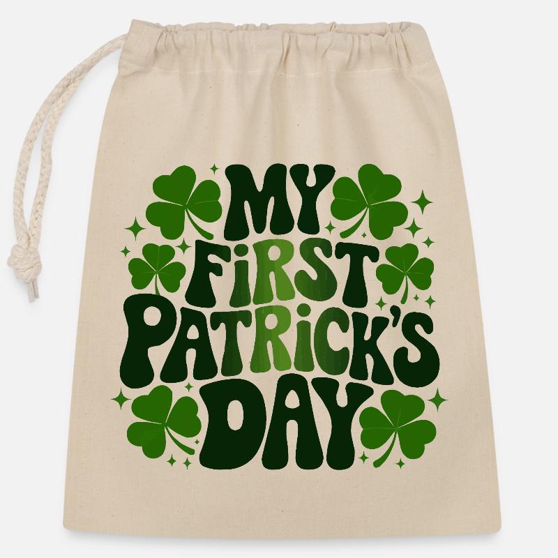 My First St Patrick's Day - Closable cotton gift bag (25x30cm) - nature