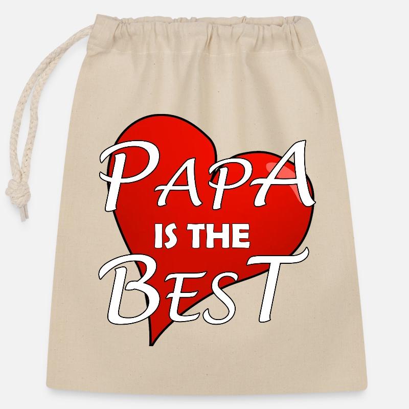 PAPA IS THE BEST - Closable cotton gift bag (25x30cm) - nature