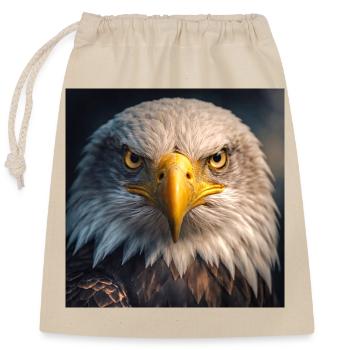 Eagle in close-up: Golden Gaze - Closable cotton gift bag (25x30cm) - nature - Front
