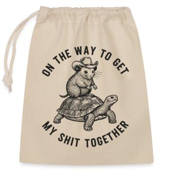 Rat on the Way to Get It Together - Closable cotton gift bag (25x30cm) - nature - Front