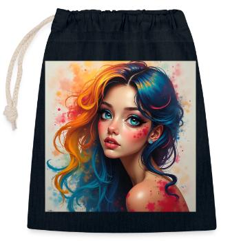 Regenbogen-Haar-Porträt-Splash - Verschließbarer Geschenkbeutel aus Baumwolle (25x30cm) - Navy - Vorne