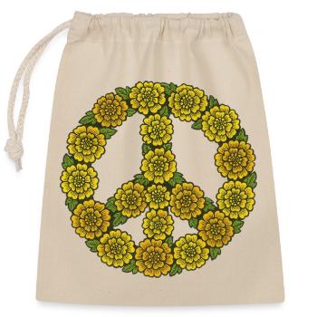 Cercle floral du signe de paix - Sac cadeau en coton avec cordon (25 x 30 cm) - nature - Devant