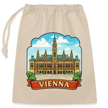 Vienna Austria Rathaus Vintage Ribbon Travel Badge - Verschließbarer Geschenkbeutel aus Baumwolle (25x30cm) - Natur - Vorne