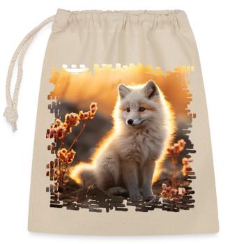 Arctic fox in the Sobbeb sinking - Closable cotton gift bag (25x30cm) - nature - Front