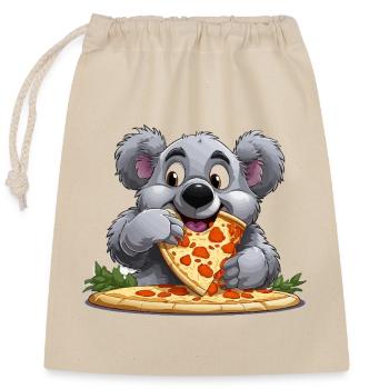 Pizza-Liebe Koala - Verschließbarer Geschenkbeutel aus Baumwolle (25x30cm) - Natur - Vorne
