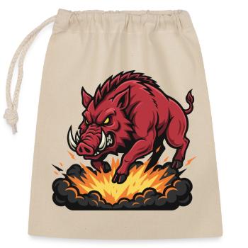 Red Boar Fire Blast Maskottchen Wildschwein - Verschließbarer Geschenkbeutel aus Baumwolle (25x30cm) - Natur - Vorne