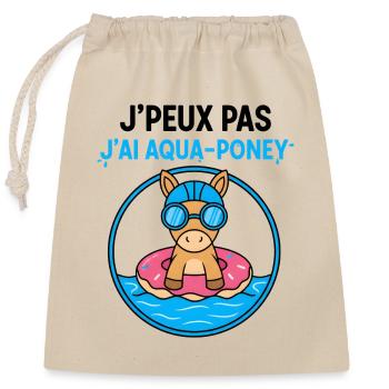 Aqua-Pony on Donut Buoy - Closable cotton gift bag (25x30cm) - nature - Front