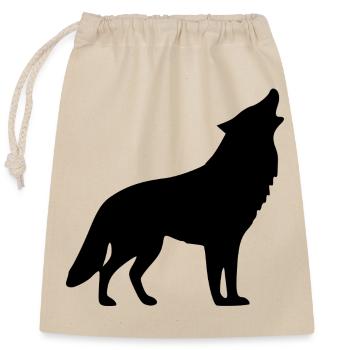 Loup hurlant noir - Sac cadeau en coton avec cordon (25 x 30 cm) - nature - Devant