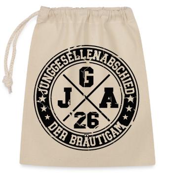 Enterrement de vie de garçon Le Marié 2026 - Sac cadeau en coton avec cordon (25 x 30 cm) - nature - Devant