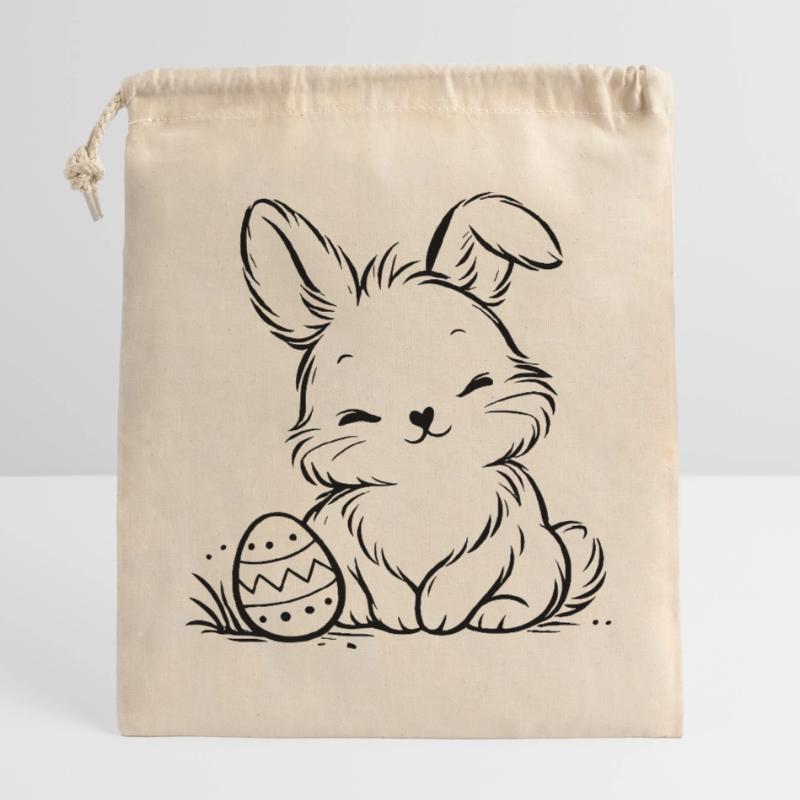 Easter bunny with Easter egg Closable cotton gift bag (25x30cm)