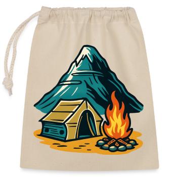 Mountain camping fire pit - Closable cotton gift bag (25x30cm) - nature - Front