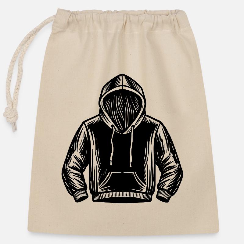 Sweat à capuche - Sac cadeau en coton avec cordon (25 x 30 cm) - nature