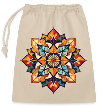 Herbst Blätter Mandala herbstlich bunt Farbpalette - Verschließbarer Geschenkbeutel aus Baumwolle (25x30cm) - Natur - Vorne
