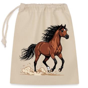 Cheval Alezan Arabe Galop Poussière Équestre - Sac cadeau en coton avec cordon (25 x 30 cm) - nature - Devant