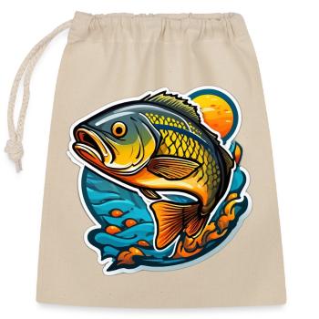Blazing Koi on Wave and Sun - Closable cotton gift bag (25x30cm) - nature - Front