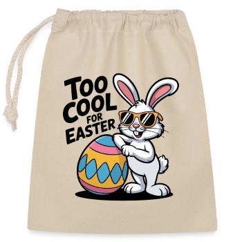 Lapin de Pâques avec lunettes de soleil et œuf - Sac cadeau en coton avec cordon (25 x 30 cm) - nature - Devant