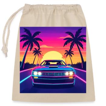 Neon Sunset Drive - Verschließbarer Geschenkbeutel aus Baumwolle (25x30cm) - Natur - Vorne