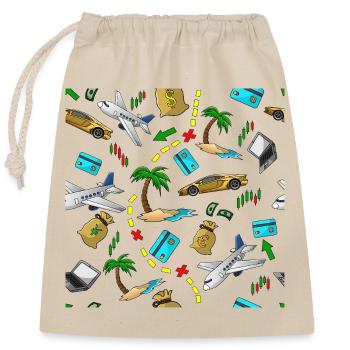Schéma d’argent de voyage - Sac cadeau en coton avec cordon (25 x 30 cm) - nature - Devant