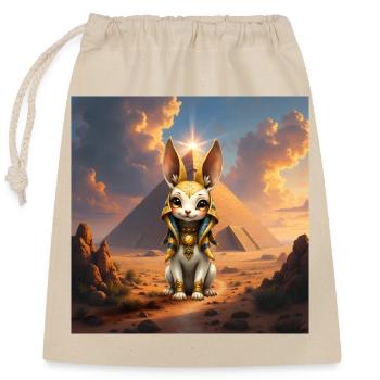 Lapin égyptien dans la pyramide - Sac cadeau en coton avec cordon (25 x 30 cm) - nature - Devant