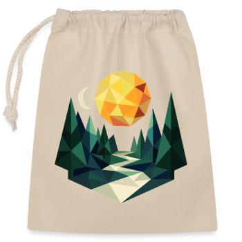 Nuit lunaire dans la forêt polygonale - Sac cadeau en coton avec cordon (25 x 30 cm) - nature - Devant