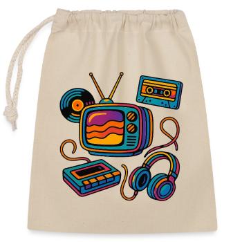 Retro Style Vintage Classic Design - Closable cotton gift bag (25x30cm) - nature - Front