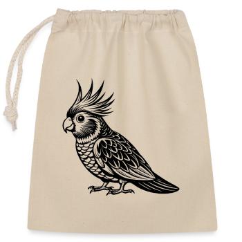 Cockatiel - Closable cotton gift bag (25x30cm) - nature - Front