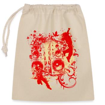 Red DJ Sound Splash - Closable cotton gift bag (25x30cm) - nature - Front