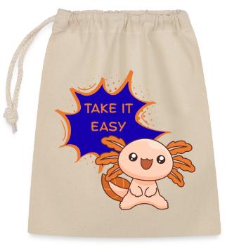 Take It Easy Axolotl – Funny Kawaii T-Shirt - Closable cotton gift bag (25x30cm) - nature - Front