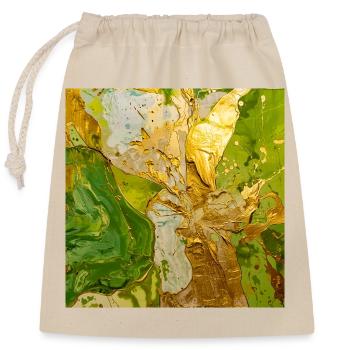 Goldgrüne Abstraktion mit Metalltextur - Verschließbarer Geschenkbeutel aus Baumwolle (25x30cm) - Natur - Vorne