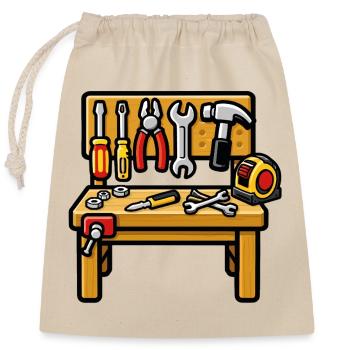 DIY workshop workbench - Closable cotton gift bag (25x30cm) - nature - Front