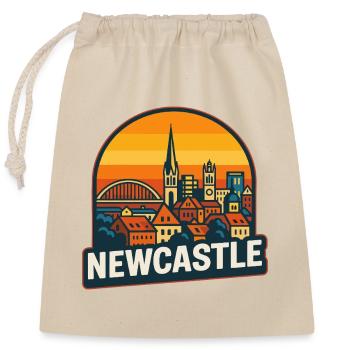 Newcastle Skyline Retro Sunset Geordie Design - Closable cotton gift bag (25x30cm) - nature - Front