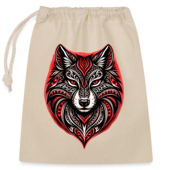 Red and Black Tribal Wolf - Closable cotton gift bag (25x30cm) - nature - Front