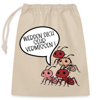Abschiedsgeschenk Team Ameise - Verschließbarer Geschenkbeutel aus Baumwolle (25x30cm) - Natur - Vorne
