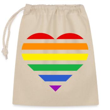 Pride Flag Heart · Classic Rainbow - Closable cotton gift bag (25x30cm) - nature - Front