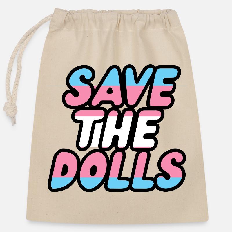 save the dolls - Sac cadeau en coton avec cordon (25 x 30 cm) - nature